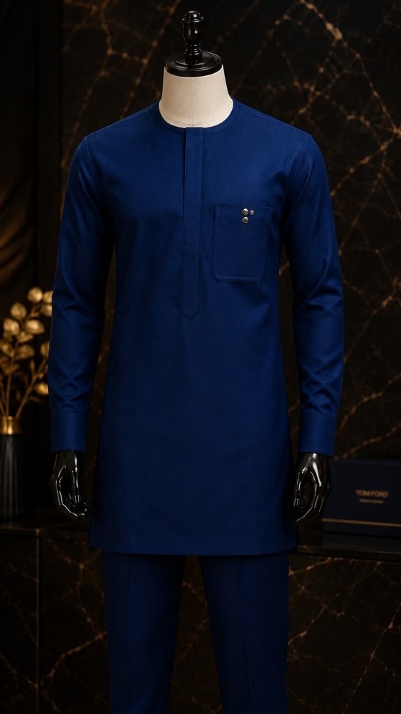 Royal blue tailored senator kaftan
